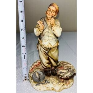 CAPODIMONTE A. Borsato "The Fisherman with Pipa" Figurine, 1980s Milan, Italy